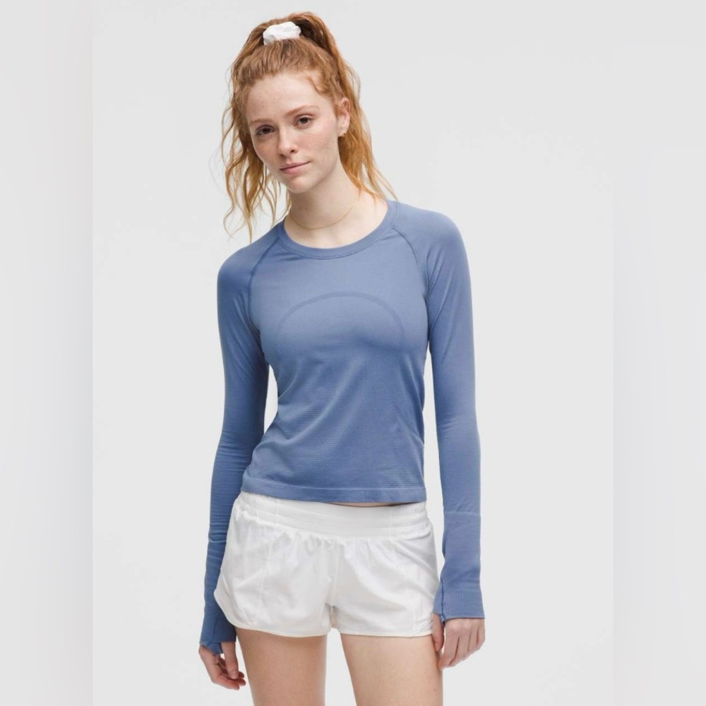 Lululemon NWT Swiftly Tech Long-Sleeve Shirt 2.0 Waist Washed Denim